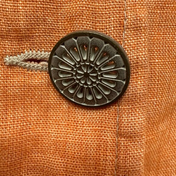 CHICO'S 100% Linen Jacket Size 8 (Chicos 1) Orange Womens Light Blazer - Picture 8 of 9